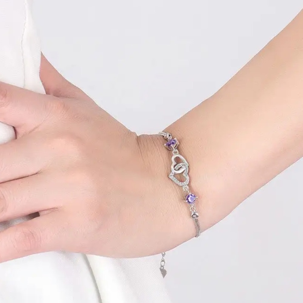 🌟 Sterling Silver 925 CZ Bracelet I Love You - Picture 4 of 4